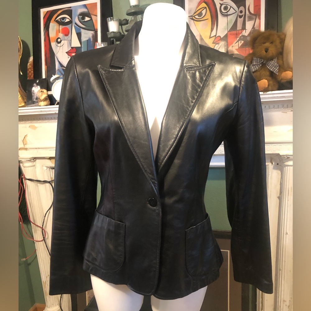 The Limited black leather blazer-8 EUC